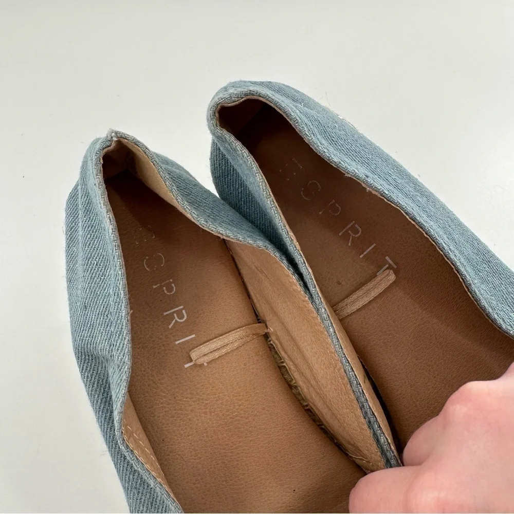 Espirit womens Wyoming flats size 6.5 blue denim pointy toe Espadrilles loafers